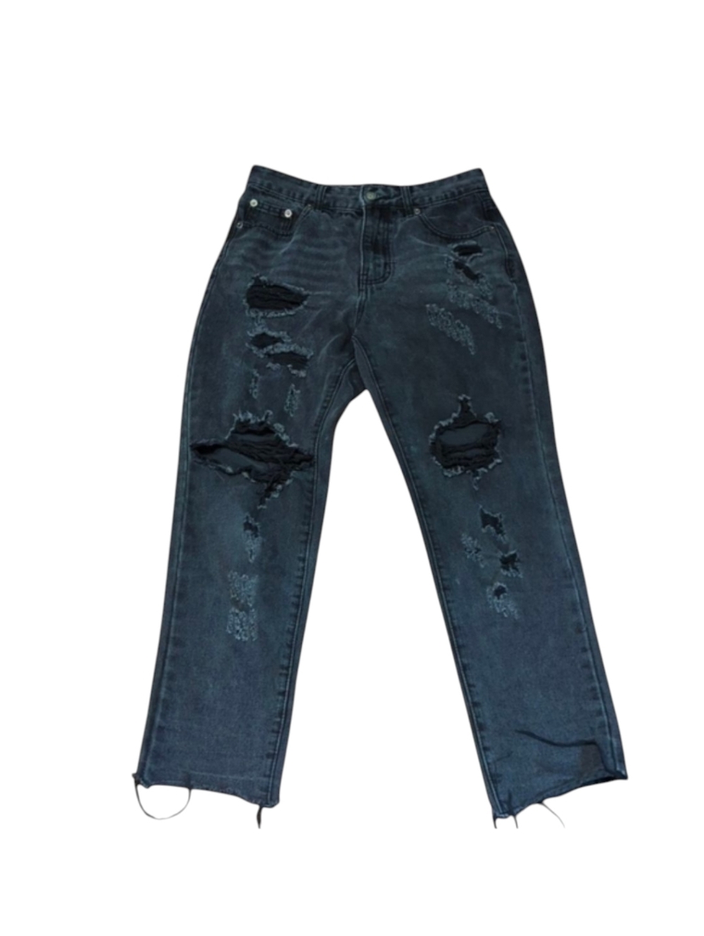 Nasty Gal Distressed Black Washed Straight-Leg Jeans Size 26